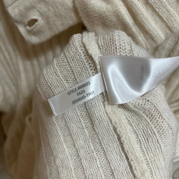 Madewell Cream Ribbed Button-Up Wool Blend Cardigan Sweater Size M - Picture 8 of 12